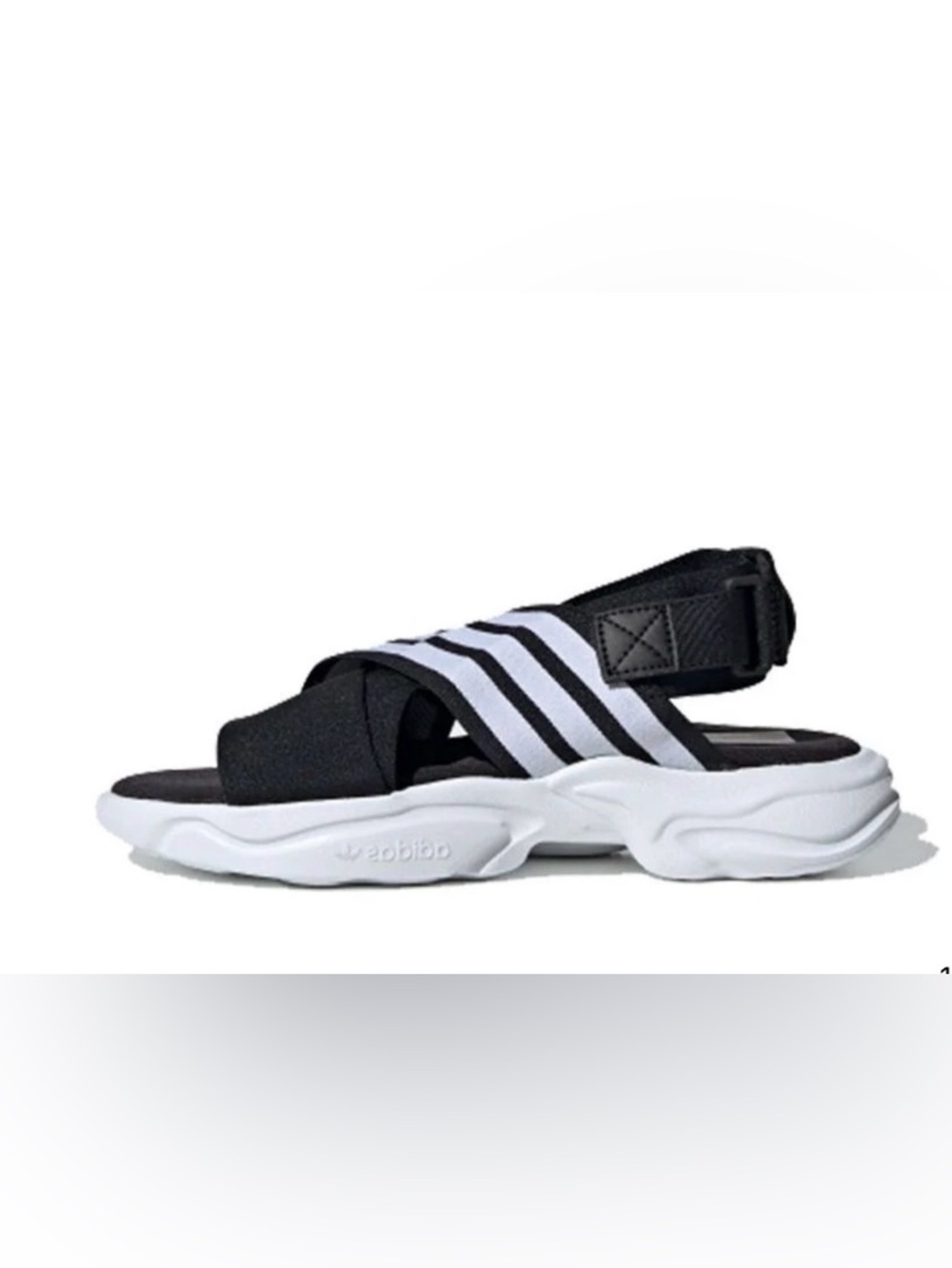 adidas Magmur Black and White Sport Slide with Three Stripes